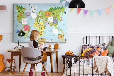 Memobord van kurk Wereldkaart Culturen