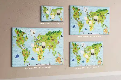 Memobord van kurk Wereldkaart Culturen
