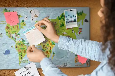 Memobord van kurk Wereldkaart Culturen