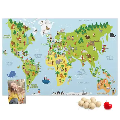 Memobord van kurk Wereldkaart Culturen