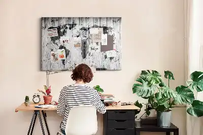 Memobord van kurk Wereldkaart op hout