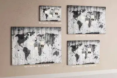 Memobord van kurk Wereldkaart op hout