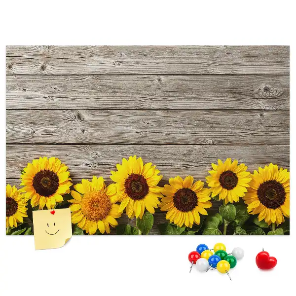 Memobord van kurk Zonnebloemen