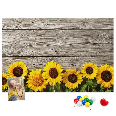 Memobord van kurk Zonnebloemen