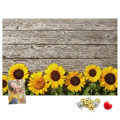 Memobord van kurk Zonnebloemen