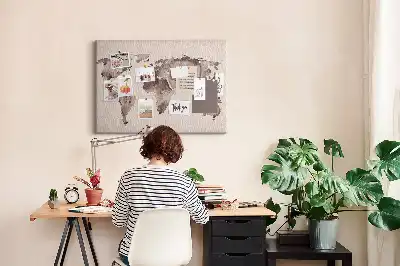 Kurk prikbord Met aquarellen geschilderde wereld