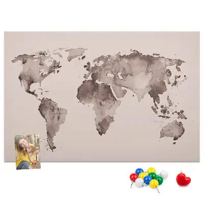 Kurk prikbord Met aquarellen geschilderde wereld