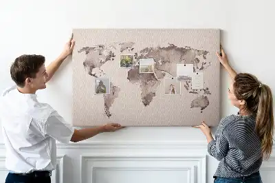 Kurk prikbord Met aquarellen geschilderde wereld