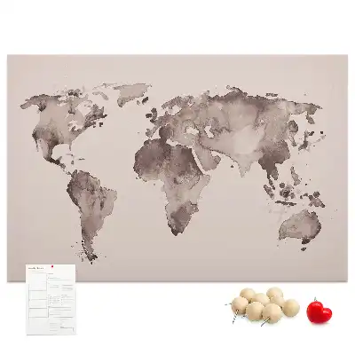 Kurk prikbord Met aquarellen geschilderde wereld