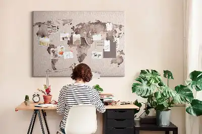 Kurk prikbord Met aquarellen geschilderde wereld