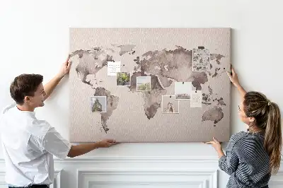 Kurk prikbord Met aquarellen geschilderde wereld