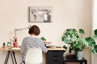 Kurk prikbord Met aquarellen geschilderde wereld