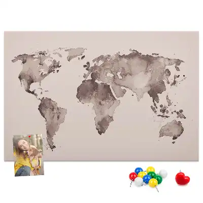 Kurk prikbord Met aquarellen geschilderde wereld