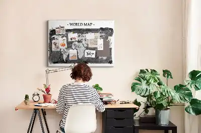Kurk prikbord Retro wereldkaart