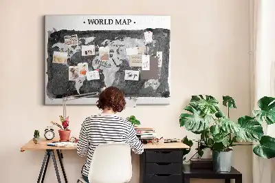 Kurk prikbord Retro wereldkaart