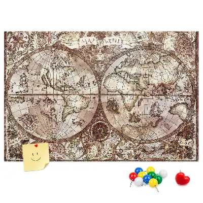 Memobord van kurk met antieke atlaskaart