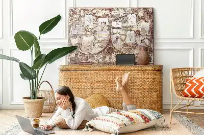 Memobord van kurk Antieke atlaskaart