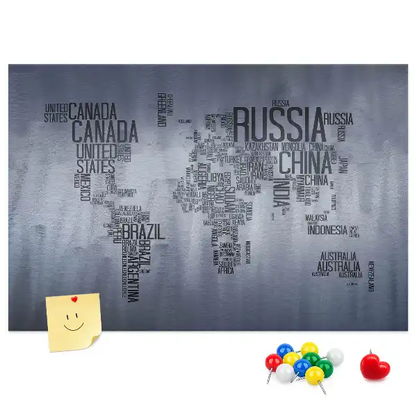 Memobord van kurk Landen van de wereld van letters