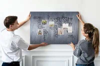 Memobord van kurk Landen van de wereld van letters