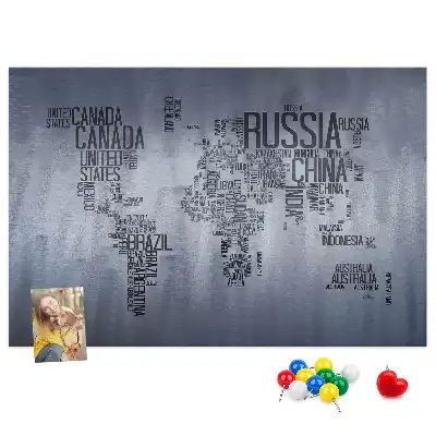 Memobord van kurk Landen van de wereld van letters