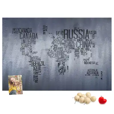 Memobord van kurk Landen van de wereld van letters