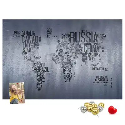 Memobord van kurk Landen van de wereld van letters
