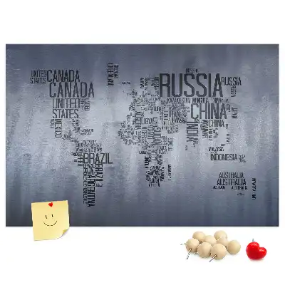 Memobord van kurk Landen van de wereld van letters