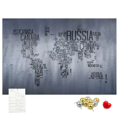 Memobord van kurk Landen van de wereld van letters