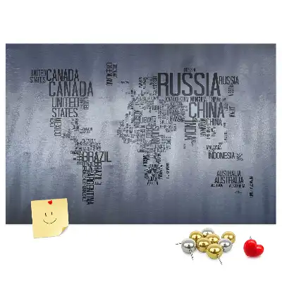 Memobord van kurk Landen van de wereld van letters