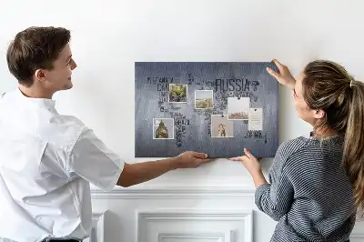 Memobord van kurk Landen van de wereld van letters