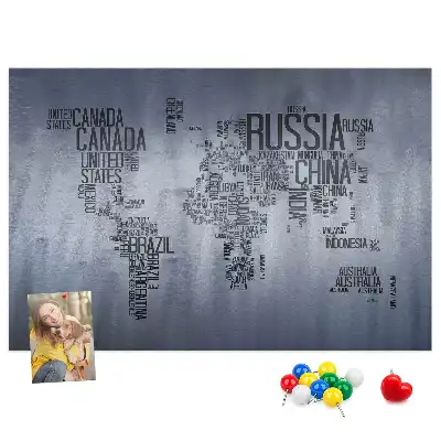 Memobord van kurk Landen van de wereld van letters