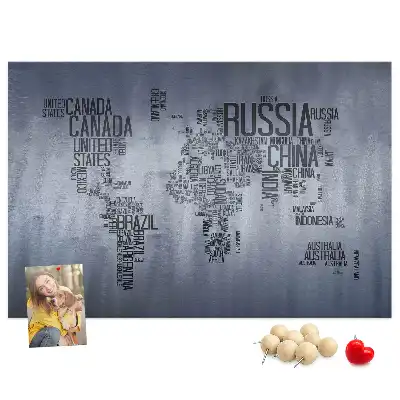 Memobord van kurk Landen van de wereld van letters