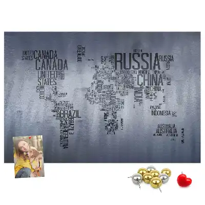Memobord van kurk Landen van de wereld van letters