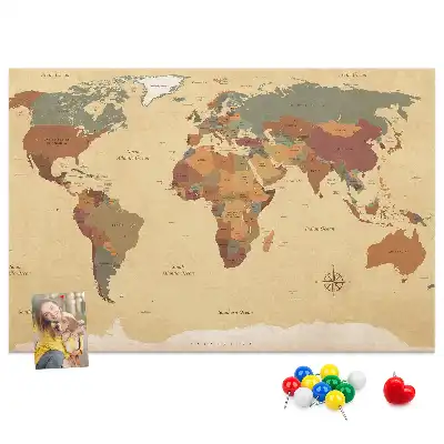 Kurk prikbord Oude cartografie vintage sepia