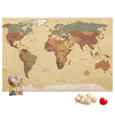 Kurk prikbord Oude cartografie vintage sepia