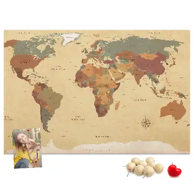 Kurk prikbord Oude cartografie vintage sepia