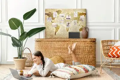 Memobord van kurk Historische atlas van de wereldbol retro