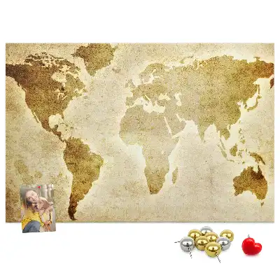 Memobord van kurk Historische atlas van de wereldbol retro