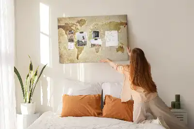 Memobord van kurk Historische atlas van de wereldbol retro
