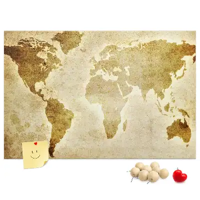 Memobord van kurk Historische atlas van de wereldbol retro