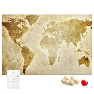 Memobord van kurk Historische atlas van de wereldbol retro