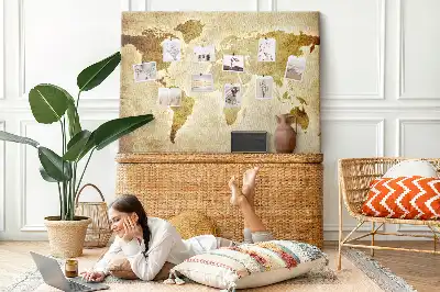 Memobord van kurk Historische atlas van de wereldbol retro
