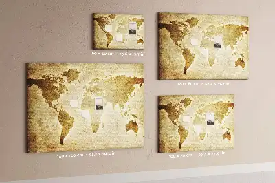 Memobord van kurk Historische atlas van de wereldbol retro