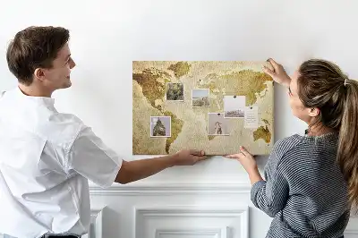 Memobord van kurk Historische atlas van de wereldbol retro