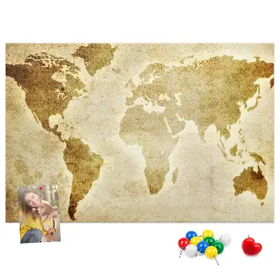 Memobord van kurk Historische atlas van de wereldbol retro