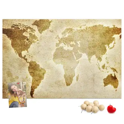 Memobord van kurk Historische atlas van de wereldbol retro