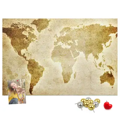 Memobord van kurk Historische atlas van de wereldbol retro