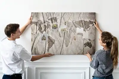 Kurk prikbord Wereldkaart patroon