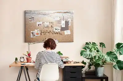 Memobord van kurk Citaat op het strand