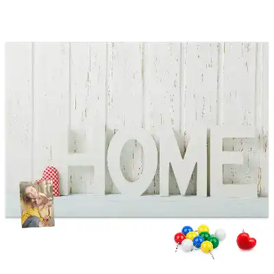 Kurk prikbord Typografie "home" voor de woonkamermuur